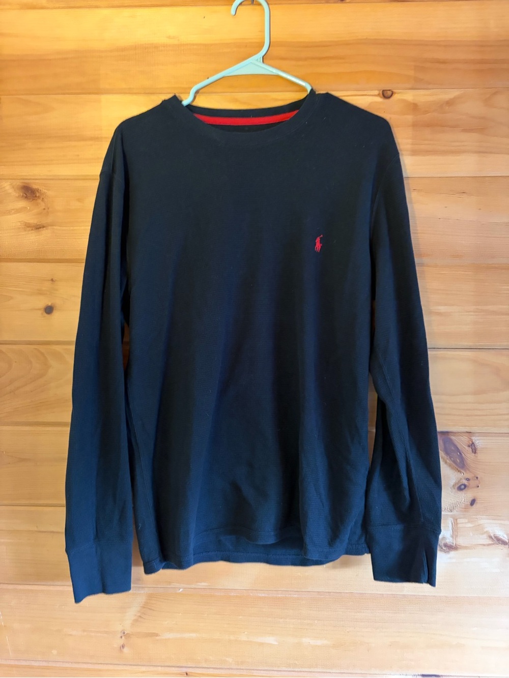 Polo by Ralph Lauren Black Long-Sleeve Crewneck with Red Pony size L